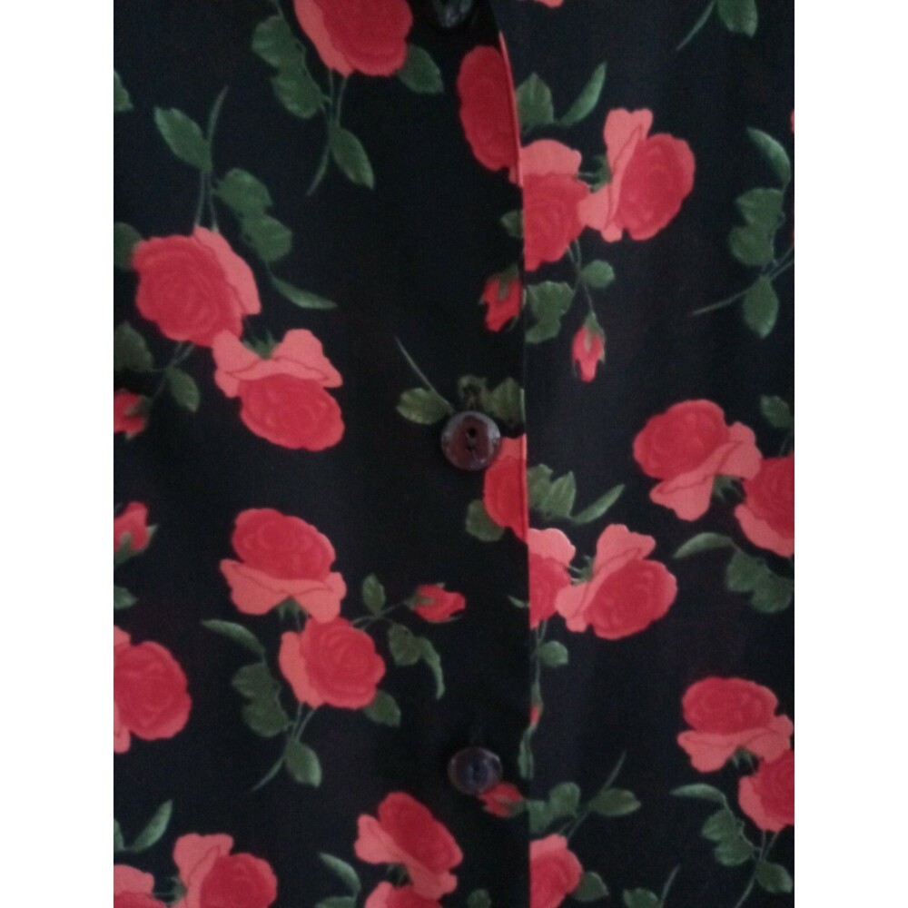 Vintage Philippe Marques red rose print long sleeve button up blouse 18..L10